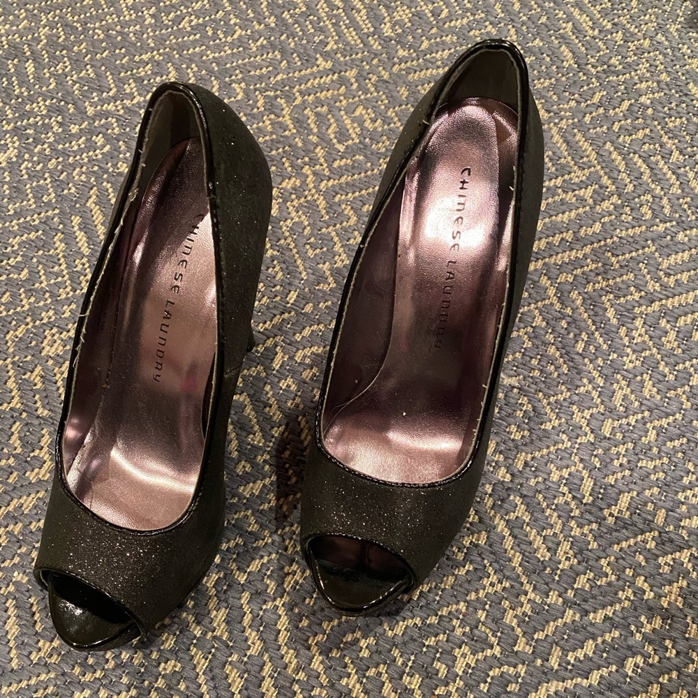 Chinese Laundry Black Peep Toe Heels